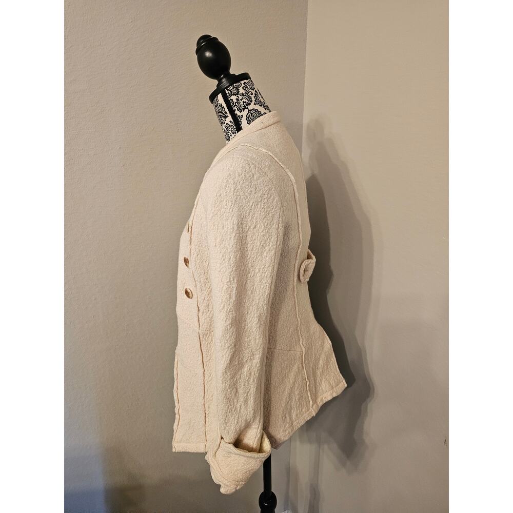 Free People Wool Military Pea Coat – Asymmetric 3-Button – Cream/Ivory – Size 2 - Picture 5 of 6